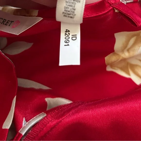 Victoria's Secret red floral print Chemise slip dress/nightgown - Picture 4 of 10